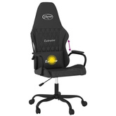 vidaXL Masujący fotel gamingowy, czarny, sztuczna skóra
