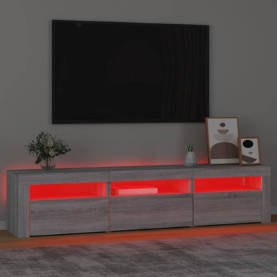 vidaXL Szafka pod TV z oświetleniem LED, szarość sonoma, 180x35x40 cm