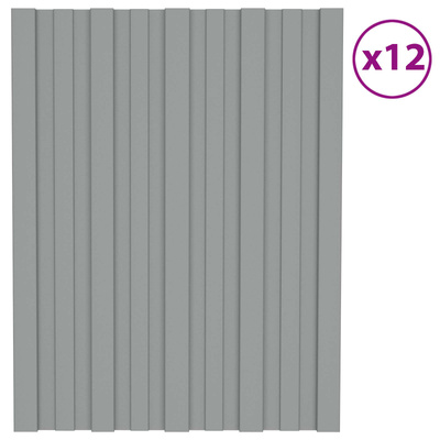 Panel dachowy 12 pcs Szary 60 x 45 cm Stal galwanizowana