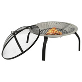 vidaXL Palenisko i grill 2-w-1, z pogrzebaczem, 56x56x49 cm, stal