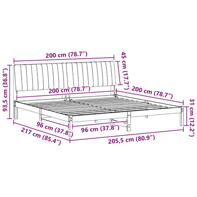 Ramka łóżka Brązowy 200 x 200 cm Lite drewno sosnowe