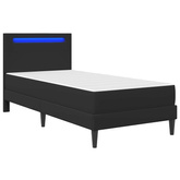 Ramka łóżka z paskami LED Czarny 90 x 200 cm Ekoskóra