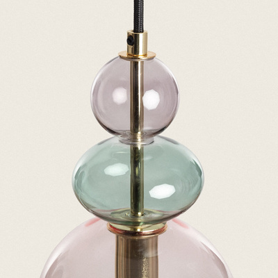 Lampa Wisząca Szklana fioletowo-złota E14 L Abruzzo Koloreno