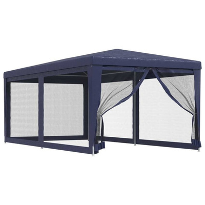 vidaXL Namiot imprezowy z 6 ścianami z siatki, niebieski, 3x6 m, HDPE