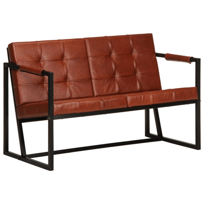 vidaXL Sofa 2-osobowa, brązowa, naturalna skóra kozia