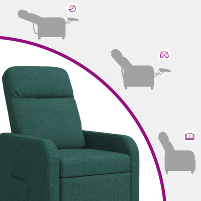 Fotel recliner Ciemnozielony tkanina
