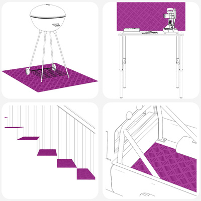 Stopień Prostokątny 4 pcs Srebrny 50 x 25 cm Aluminium