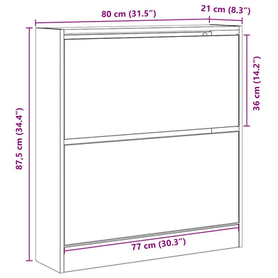 Szafka na buty z półką z drzwiami Czarny Dąb 80 x 21 x 87,5 cm