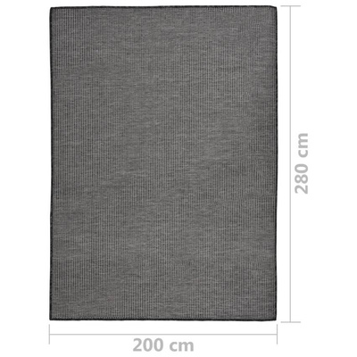 vidaXL Dywan zewnętrzny o płaskim splocie, 200x280 cm, szary