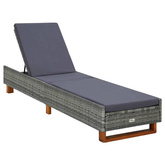 vidaXL Leżak z poduszką, polirattanowy, szary