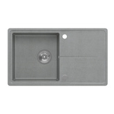 Zlewozmywak granitowy TONY 111 – jednokomorowy, wpuszczany, silver stone/elementy stalowe, Quadron