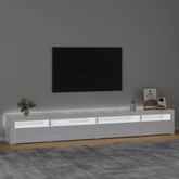 vidaXL Szafka pod TV z oświetleniem LED, biała z połyskiem,270x35x40cm