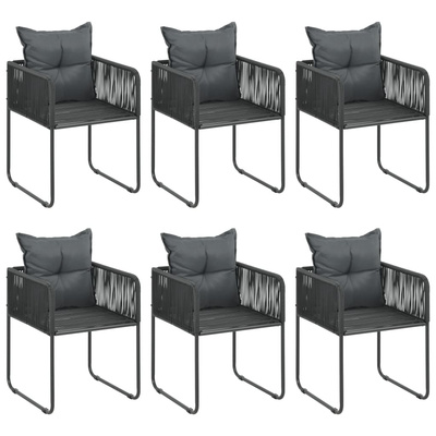 7-częściowy zestaw mebli ogrodowych rattan PVC, czarny