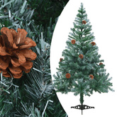 Sztuczna, oszroniona choinka, lampki, bombki i szyszki, 150 cm vidaXL