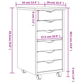Szafka na kółkach MOSS, z szufladami, szara, sosna