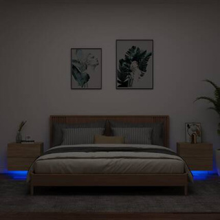 Wiszące szafki nocne z LED, 2 szt., dąb sonoma vidaXL