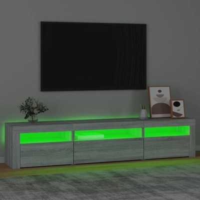 vidaXL Szafka pod TV z oświetleniem LED, szary dąb sonoma,195x35x40 cm