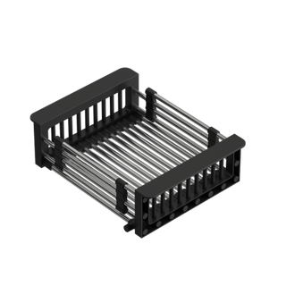 Koszyk regulowany stal szczotkowana / uchwyty czarne