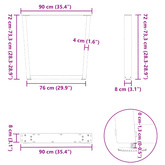 Nogi do stołu jadalnego w kształcie litery V 2 szt. Naturalna stal 90x(72-73,3) cm Stal