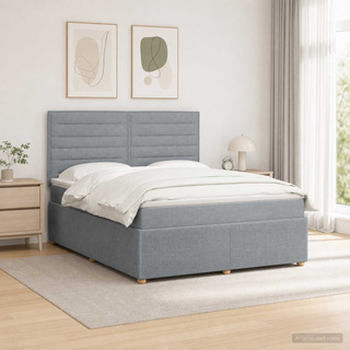 Łóżko z box spring LED z materacem jasnoszary 180 x 200 cm