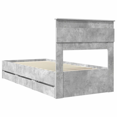 Ramka łóżka Betonowy szary 90 x 200 cm Drewno inżynieryjne