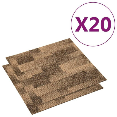 vidaXL Podłogowe płytki dywanowe, 20 szt., 5 m², brązowe