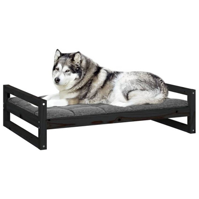 vidaXL Legowisko dla psa, czarne, 105,5x75,5x28 cm, drewno sosnowe model standard