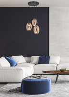 Lampa wisząca czarno-miedziana lustrzane klosze 3x60W Marina Candellux 33-51608  