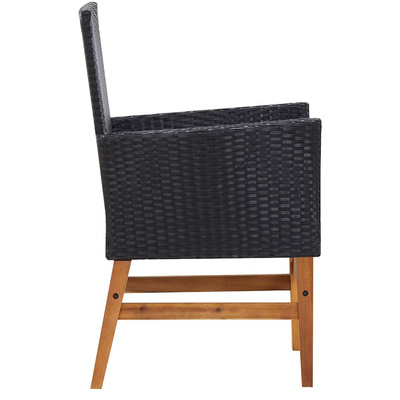 9-cz. zestaw mebli ogrodowych, rattan PE i akacja, czarny