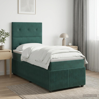Łóżko z box spring LED z materacem Ciemnozielony 80 x 200 cm