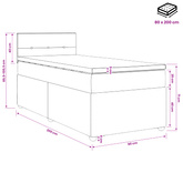Łóżko kontynentalne z materacem jasnoszary 80 x 200 cm tkanina
