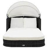 vidaXL Leżak z zadaszeniem, polirattan, czarny