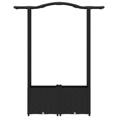 Podniesione łóżko z kratką i dachem Czarny 125 x 40 x 138 cm PP