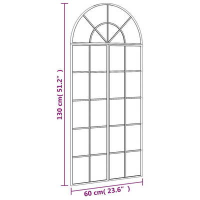 vidaXL Lustro ścienne, czarne, 60x130 cm, zakończone łukiem, żelazo