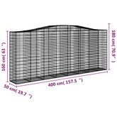 Kosze gabionowe, 3 szt, 400x50x160/180 cm, galwanizowane żelazo