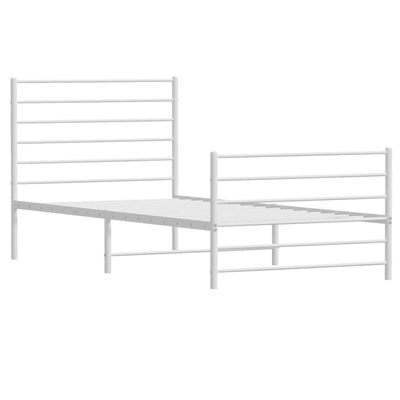 vidaXL Metalowa rama łóżka z wezgłowiem i zanóżkiem, biała, 90x190 cm model standard