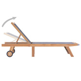 vidaXL Składane leżaki z kółkami, 2 szt., drewno tekowe i textilene