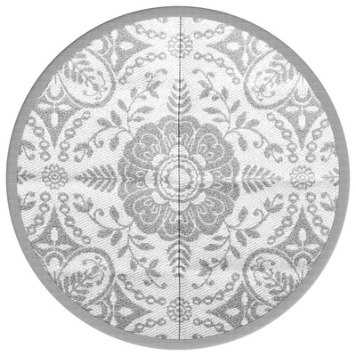 vidaXL Dywan na zewnątrz, jasnoszary, Ø160 cm, PP