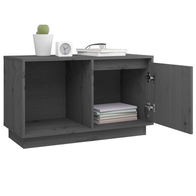 vidaXL Szafka pod TV, szara, 74x35x44 cm, lite drewno sosnowe