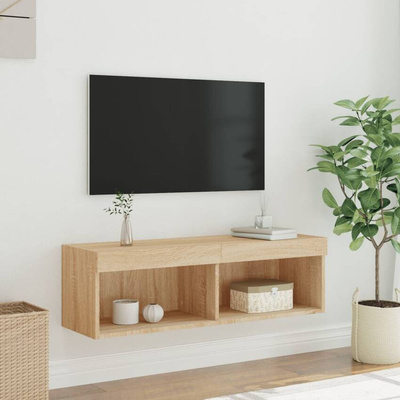 vidaXL Szafka pod TV z oświetleniem LED, dąb sonoma, 100x30x30 cm