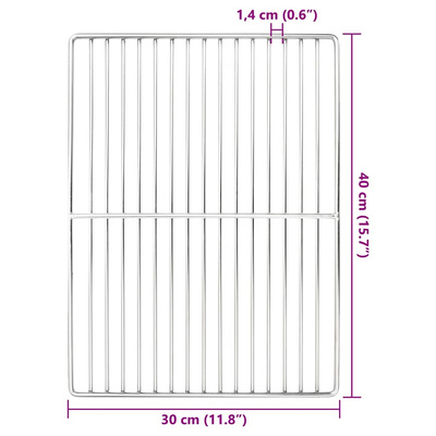 Ruszt grillowy Srebrny 40 x 30 cm Stal nierdzewna