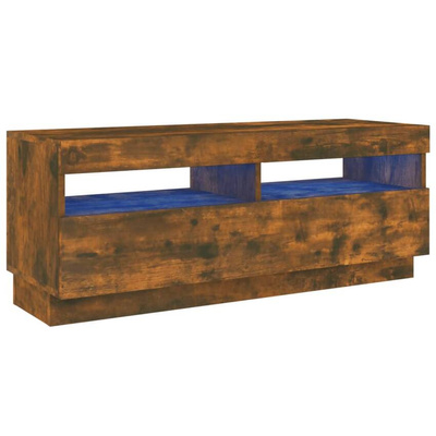 vidaXL Szafka pod TV z oświetleniem LED, przydymiony dąb, 100x35x40 cm