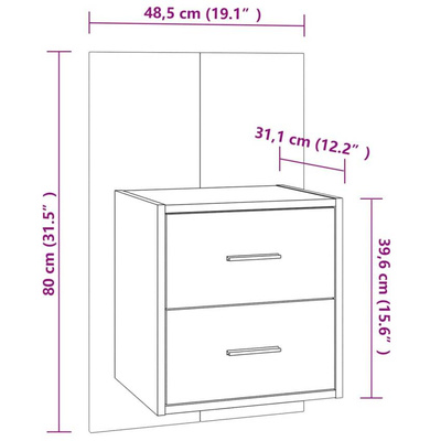 vidaXL Wiszące szafki nocne, 2 szt., opalany dąb model standard