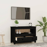vidaXL Szafka pod TV, czarna, 79x35x52 cm, lite drewno sosnowe