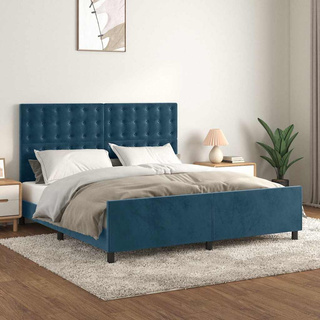 vidaXL Rama łóżka z zagłówkiem, ciemnoniebieska, 180x200 cm, aksamitna model standard