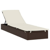 vidaXL Leżak z półokrągłym daszkiem, brązowy, 211x57x140 cm, rattan PE