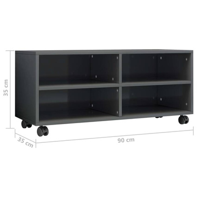 vidaXL Szafka pod TV, wysoki połysk, szara, 90x35x35 cm