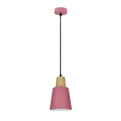 Lampa wisząca różowa metalowa + drewno Faro Ledea 50101259