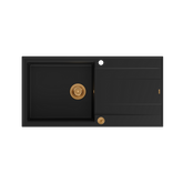 EVAN 146 XL GraniteQ zlewozmywak z syfonem Push 2 Open 1-komorowy z/o (1000x500x210; kom. 420x480) pure carbon / elementy miedziane