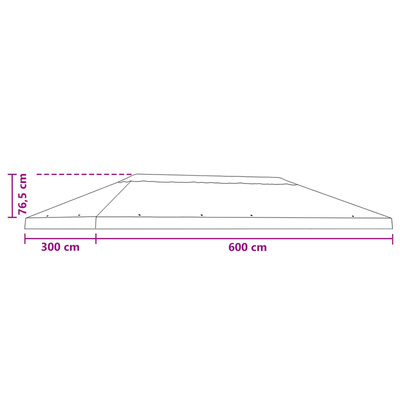 Osłona daszku do altany 6 x 3 m bordowy Poliester 190